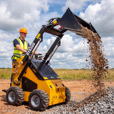 Standing-Type Wheeled Skid Steer Loader with Zero Rotation for Narrow Passages